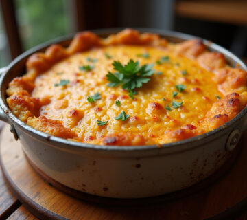 Finished Arroz con Costra al Horno with a crispy crust, ready to serve.