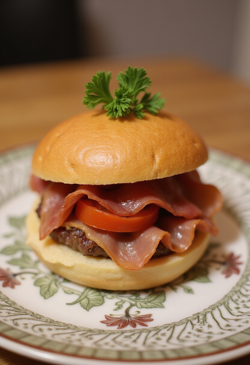 Finished Bocadillo de Jamón Serrano con Tomate, a traditional Spanish tapa.