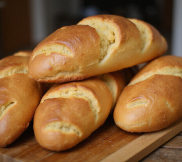 Hogazas de Pan De Cristal doradas y crujientes, perfectas para disfrutar en casa.