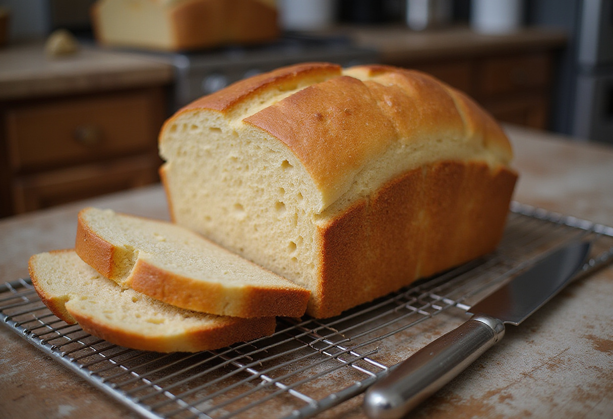 Pan Sin Gluten casero recién horneado, dorado y listo para disfrutar.