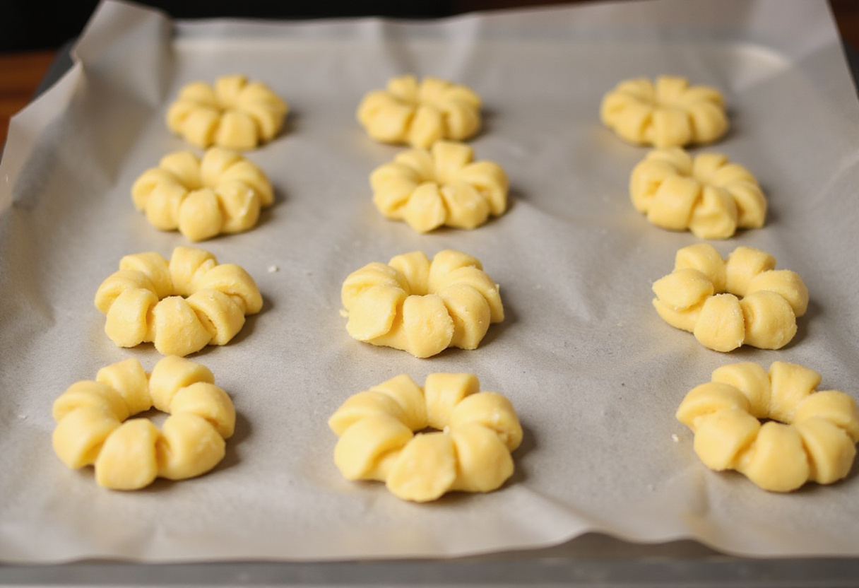 Pan de Bono dough balls arranged on a baking sheet before baking.