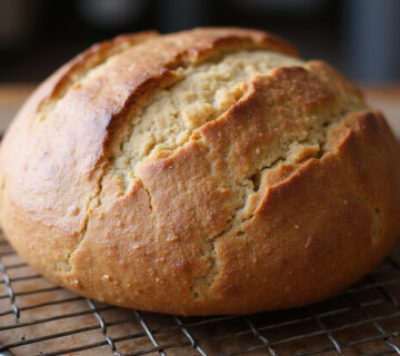 Delicious homemade Spelt Bread cooling and ready to be enjoyed.