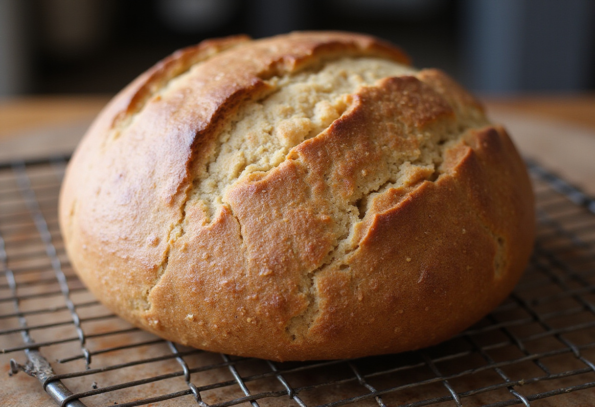 Delicious homemade Spelt Bread cooling and ready to be enjoyed.