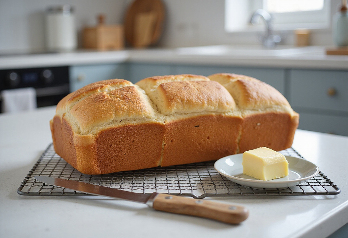 Delicious Gluten-Free Bread loaf cooling on a rack, ready to be sliced and enjoyed.