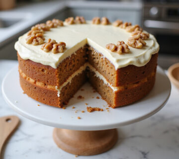 Delicious carrot cake with cream cheese frosting and walnuts, Tarta de Zanahorias Con Thermomix.