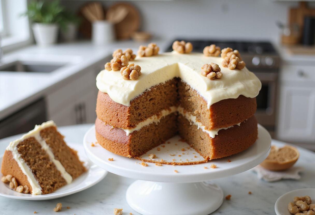 Delicious carrot cake with cream cheese frosting and walnuts, Tarta de Zanahorias Con Thermomix.