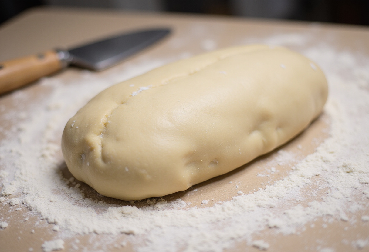 Shaping the gluten-free dough for 'El secreto de un Pan Sin Gluten perfecto' into a loaf.