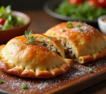 Empanada gallega de atún recién horneada, dorada y crujiente, lista para servir.