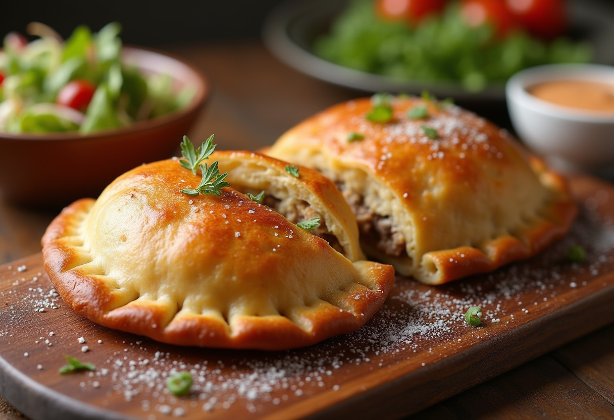 Empanada gallega de atún recién horneada, dorada y crujiente, lista para servir.