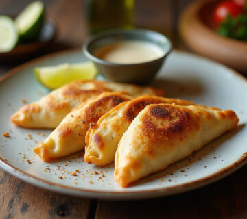 Deliciosas empanadillas de espinacas y queso recién horneadas, listas para servir.