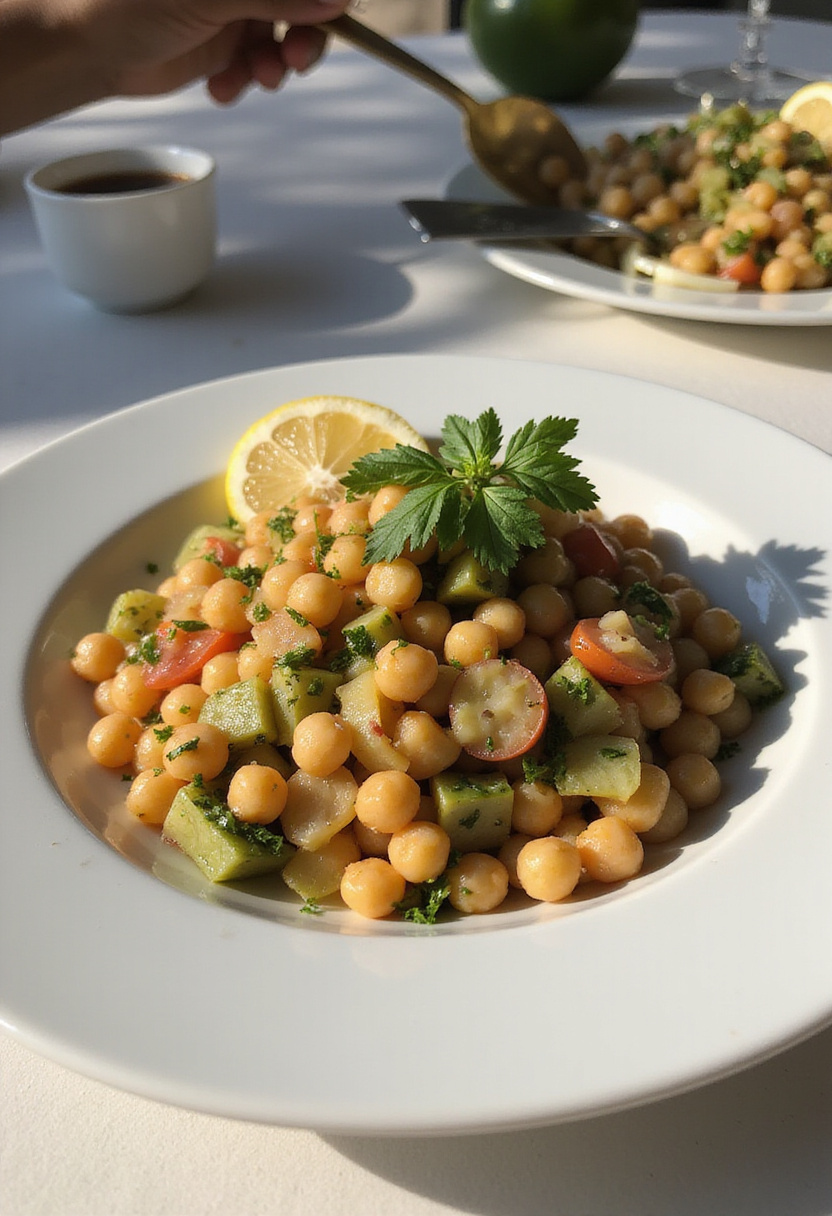 Delicious Ensalada de Garbanzos con Verduras ready to eat.