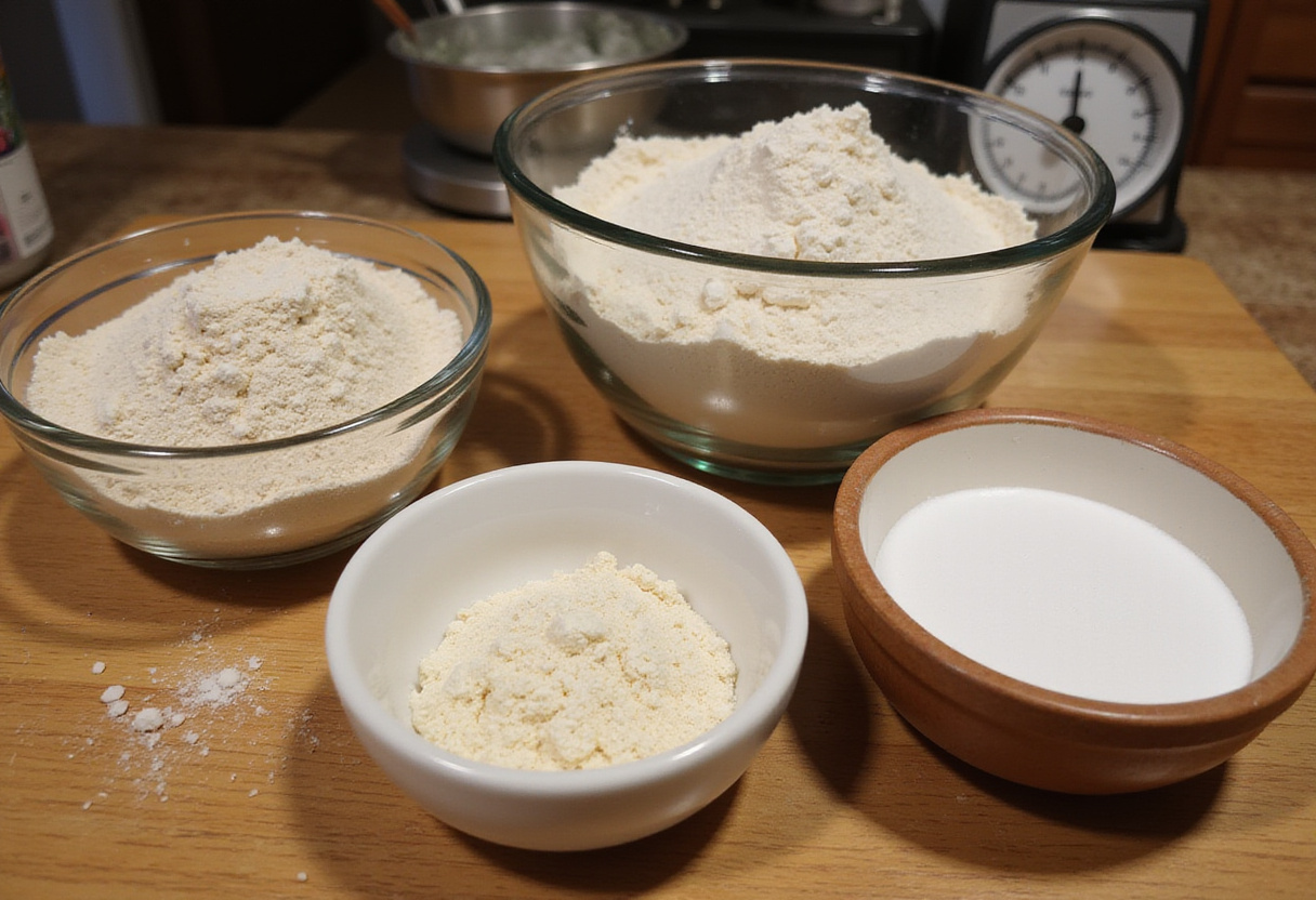 Ingredients for the ultimate rye bread recipe, including rye flour and yeast.