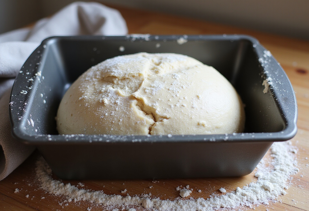 Prepared bread loaf pan for the definitive rye bread recipe.
