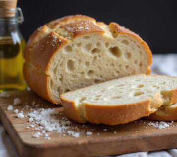 Perfectly baked Pan De Cristal sliced and ready to serve.