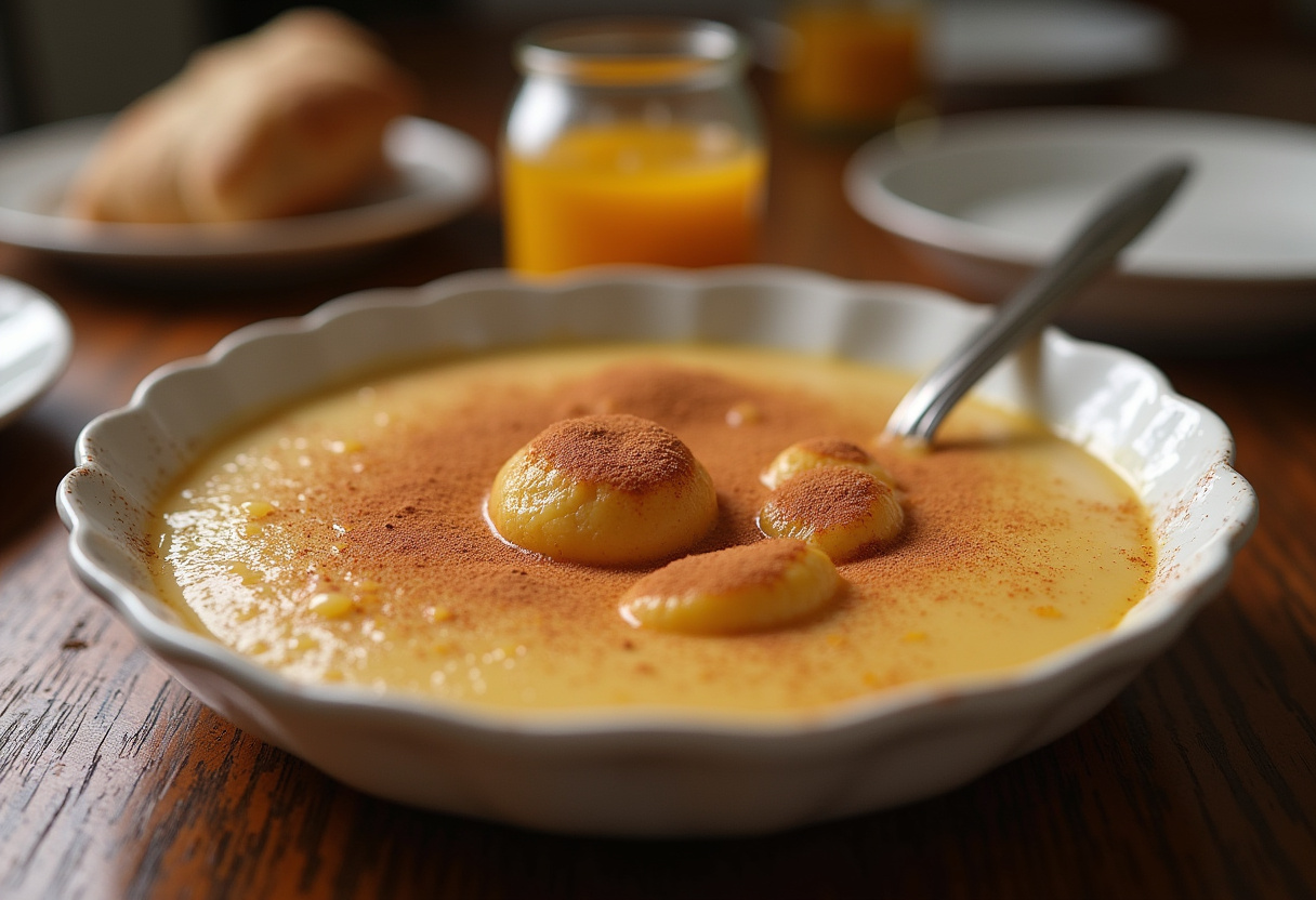 Natillas caseras cremosas espolvoreadas con canela, listas para disfrutar.