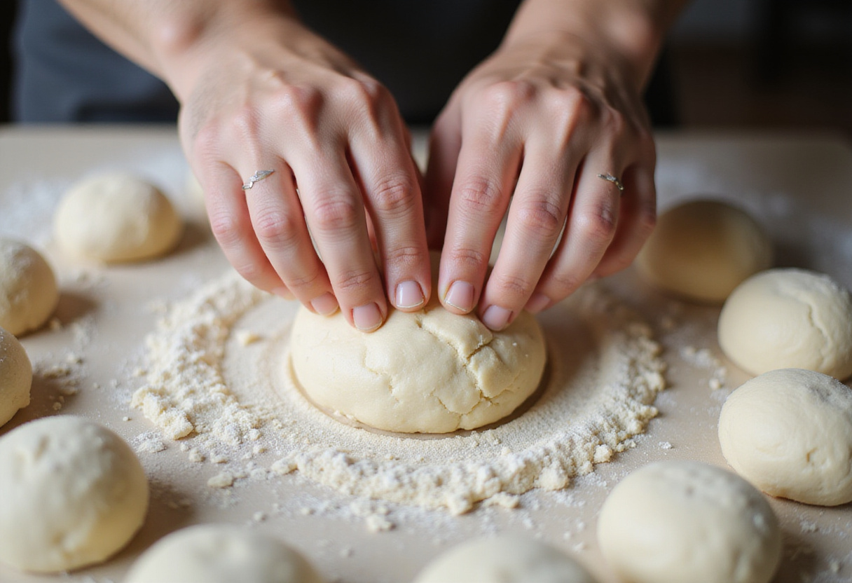 Añadiendo leche a la masa de Pan de Bono mientras se amasa.