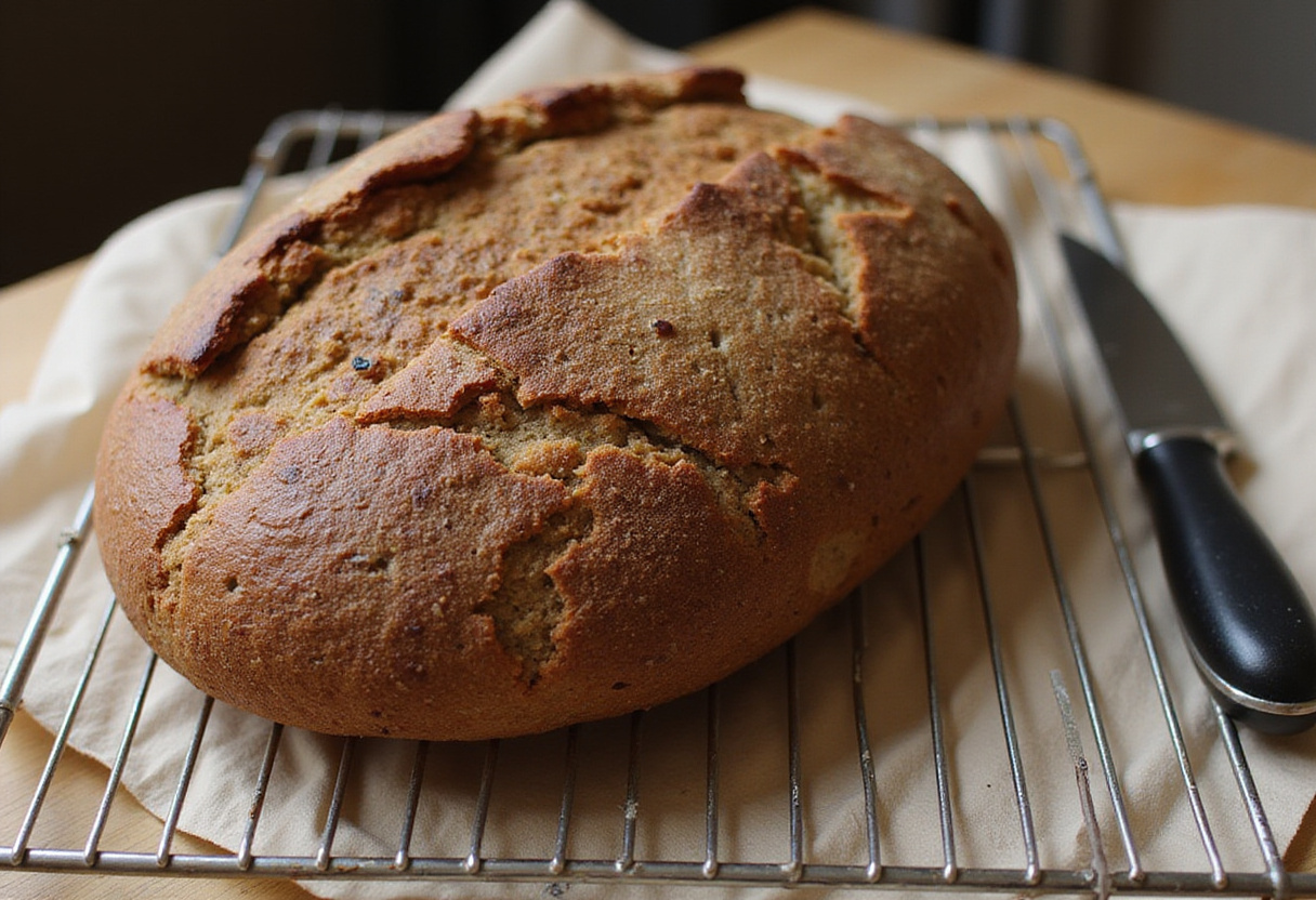 Freshly baked Pan De Centeno cooling on a rack.