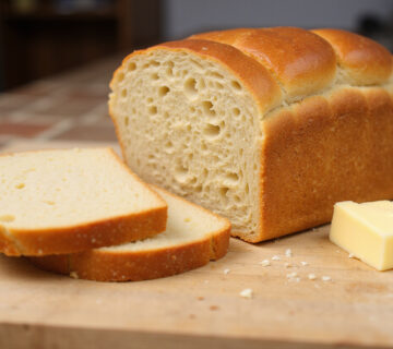 Slices of homemade Pan De Trigo Sarraceno (buckwheat bread) ready to eat.