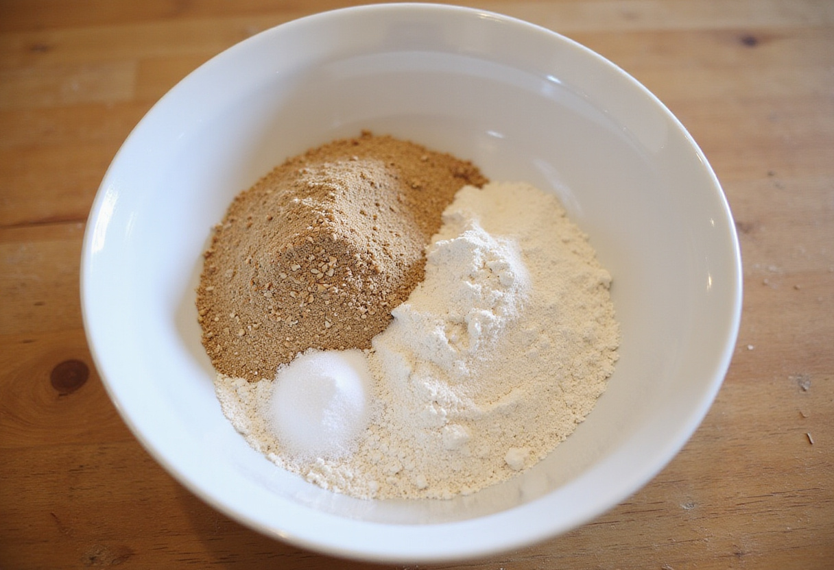 Mezcla de harina sin gluten, harina de trigo sarraceno, levadura y sal para Pan De Trigo Sarraceno.