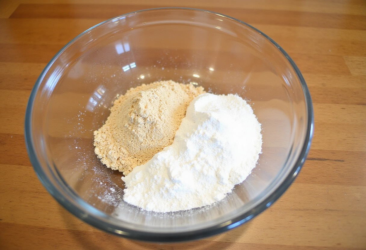 Dry ingredients mixed in a bowl for easy keto bread.