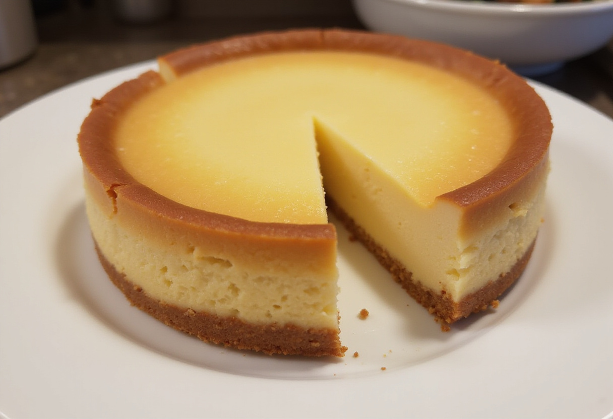 Finished Thermomix cheesecake on a plate, ready to enjoy.