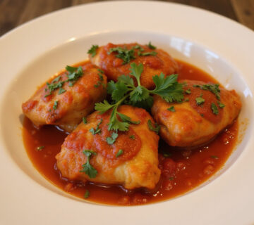 Deliciosos muslos de pollo en salsa de tomate, la receta fácil y deliciosa de la abuela.