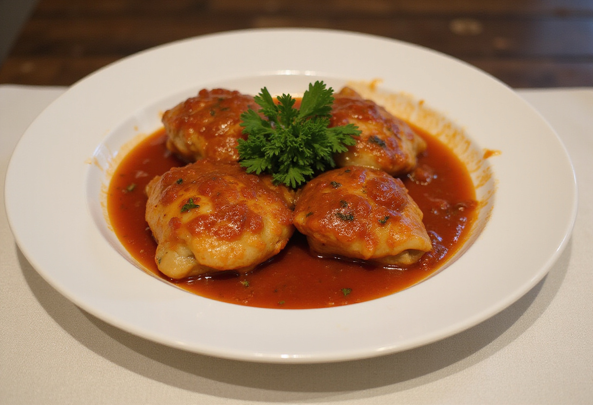 Deliciosos muslos de pollo en salsa de tomate, la receta fácil y deliciosa de la abuela.