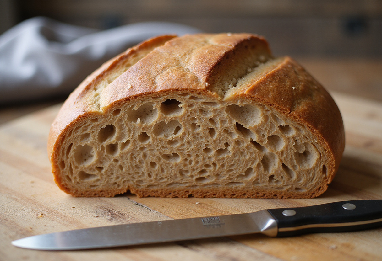 Delicious and easy rye bread loaf, recién horneado, pan de centeno.