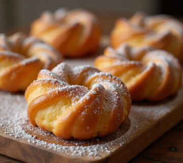 Rosquillas de Semana Santa doradas y espolvoreadas con azúcar, listas para disfrutar en la mesa.