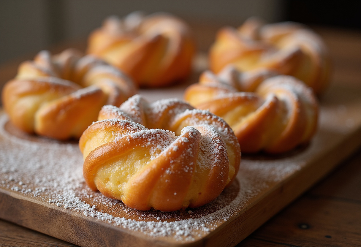 Rosquillas de Semana Santa doradas y espolvoreadas con azúcar, listas para disfrutar en la mesa.