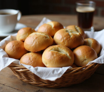 Freshly baked Pan De Bono in a basket, ready to eat.