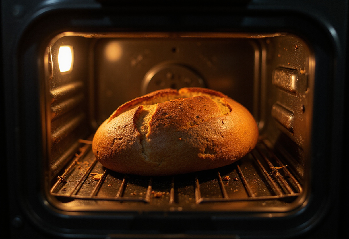 Pan de Trigo Sarraceno (Buckwheat Bread) baking in the oven.