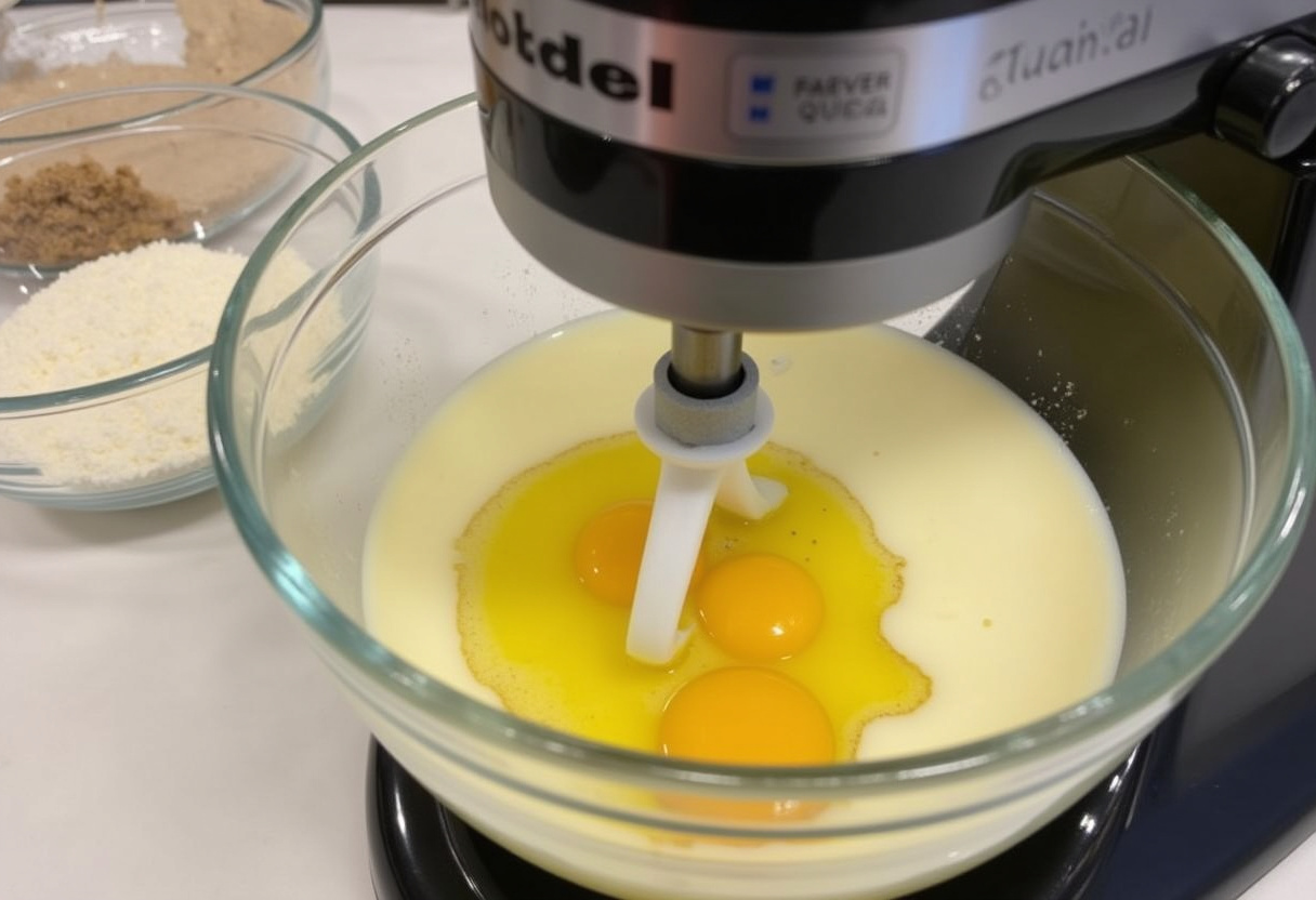 Wet ingredients being mixed for Keto Bread recipe.