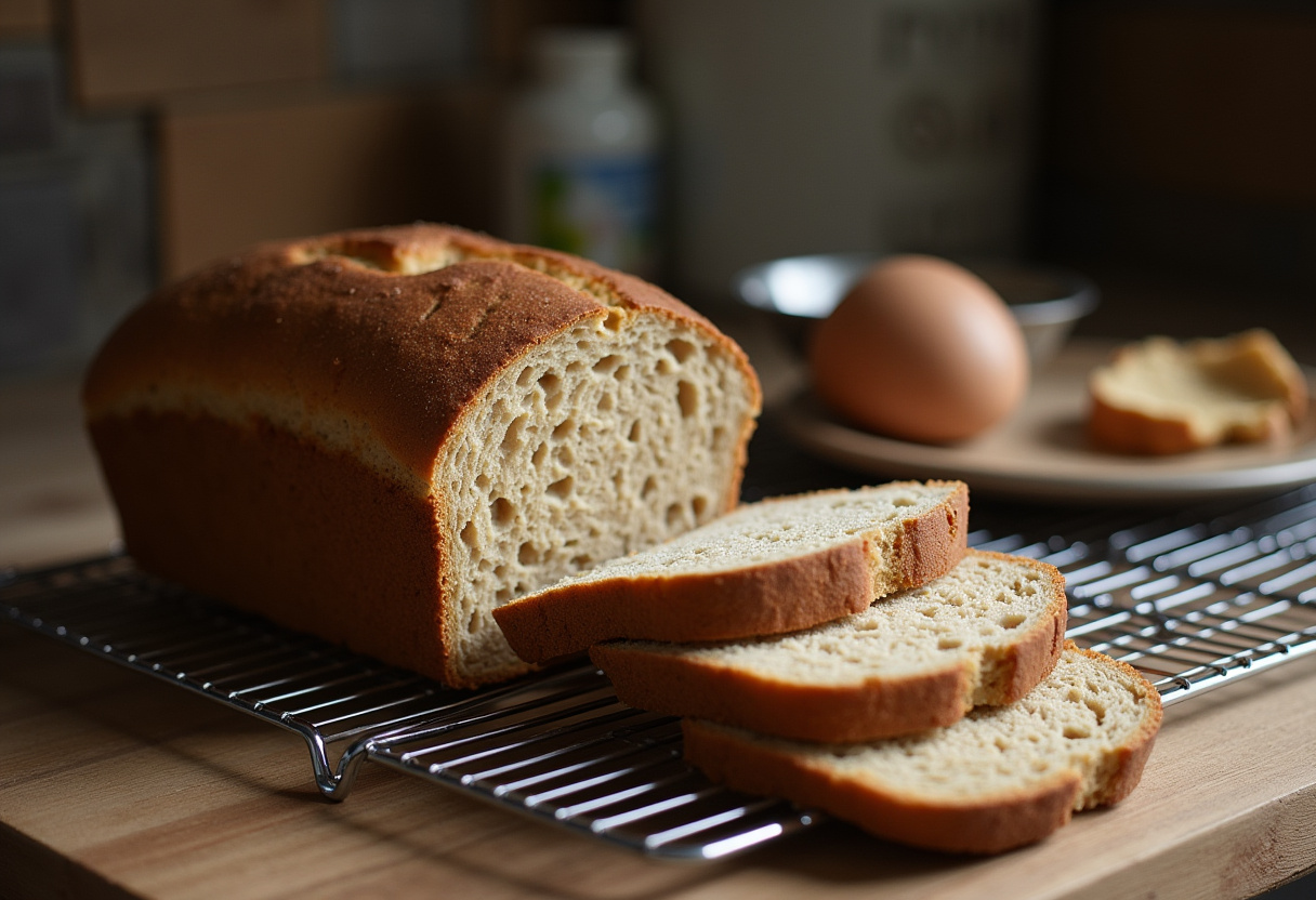 Delicioso pan de trigo sarraceno casero recién horneado.