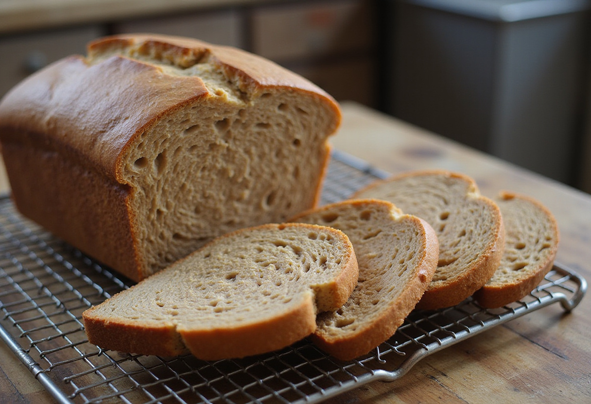 Delicioso pan de trigo sarraceno casero recién horneado.