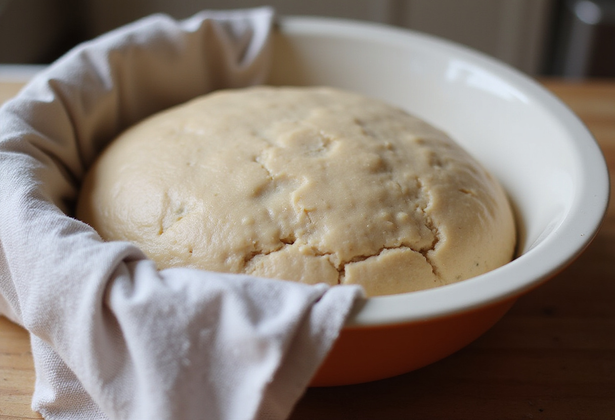 Proofing whole wheat bread dough in a bowl.