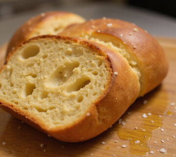 Delicious and crispy Pan De Cristal served with olive oil and sea salt.