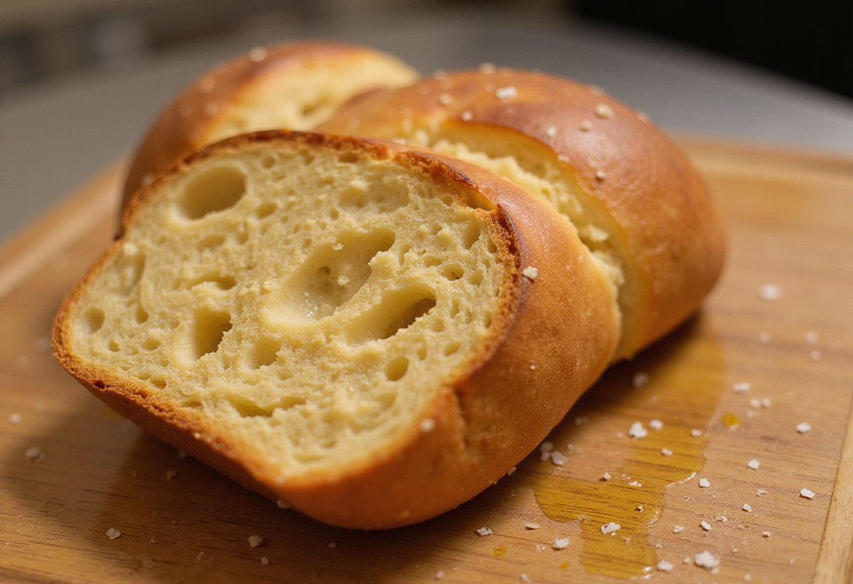 Delicious and crispy Pan De Cristal served with olive oil and sea salt.