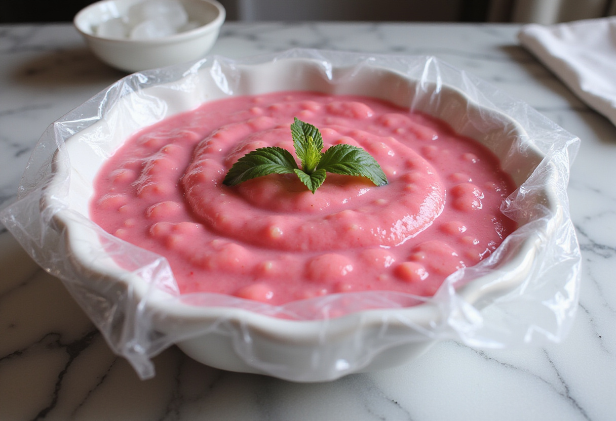 Salmorejo de remolacha enfriándose antes de servir