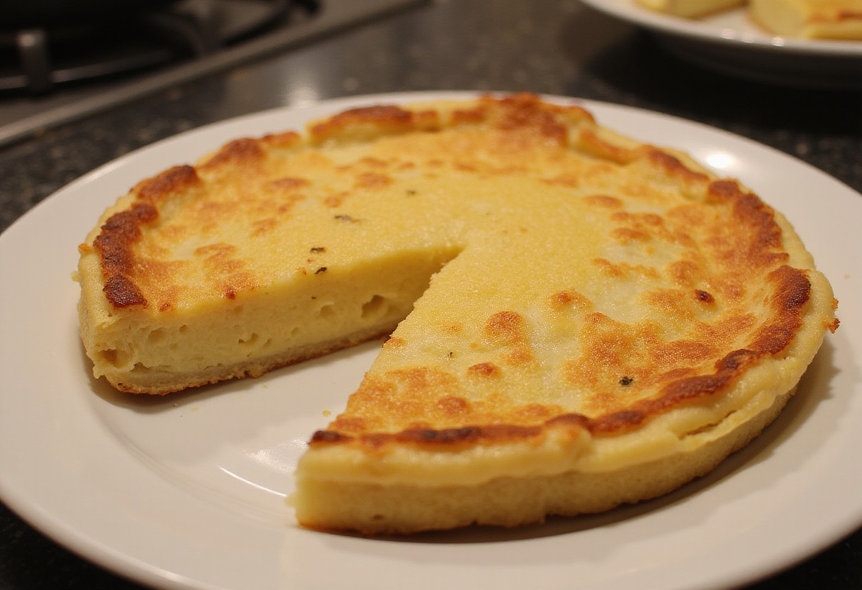 Deliciosa tortilla de patatas al microondas lista para servir.