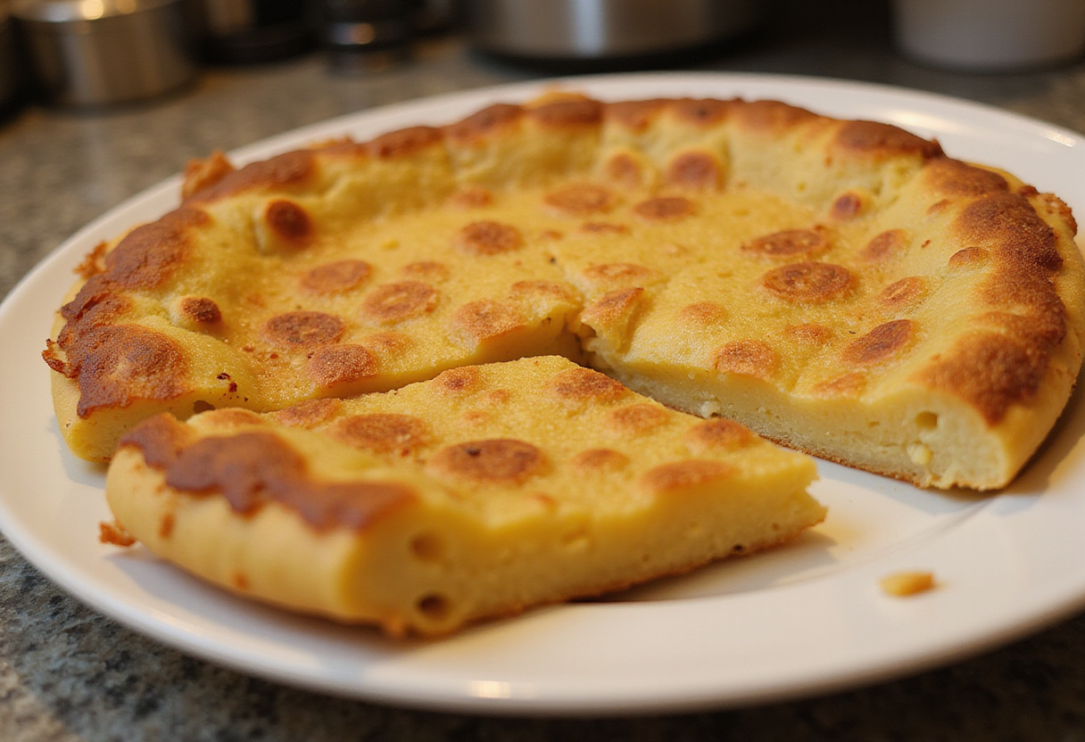 Deliciosa tortilla de patatas al microondas lista para servir.