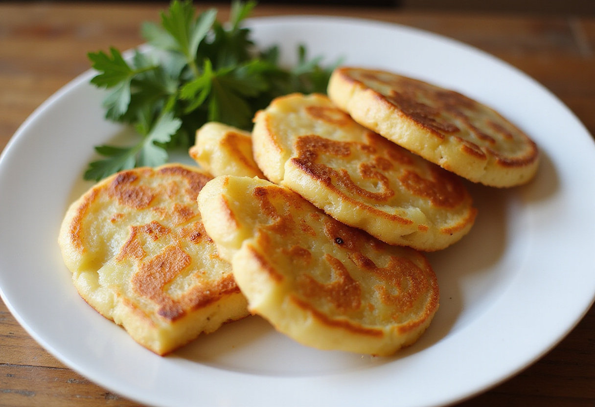 Tortilla de patatas en freidora de aire dorada y lista para servir