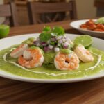 Finished aguachile verde dish presented for a delicious meal.