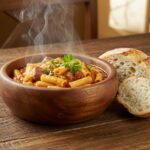 Delicious bowl of alubias con perdiz, perfect for a hearty meal.