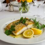 Delicious bacalao al horno con refrito de gambas, perfect for a festive occasion.