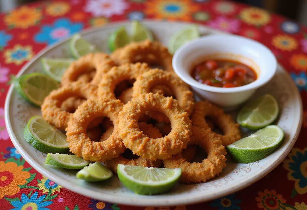 Deliciosas Banderillas Picantes servidas con un picante Dip Habanero, perfectas para entretener a los invitados.