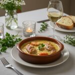 Elegant presentation of finished blanquette de ternera, perfect for a French dinner.