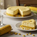 Delicious slice of bolo de milho cremoso served with fresh corn, perfect for dessert.