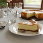 Porción de Cheesecake de Piña lista para servir en la mesa.