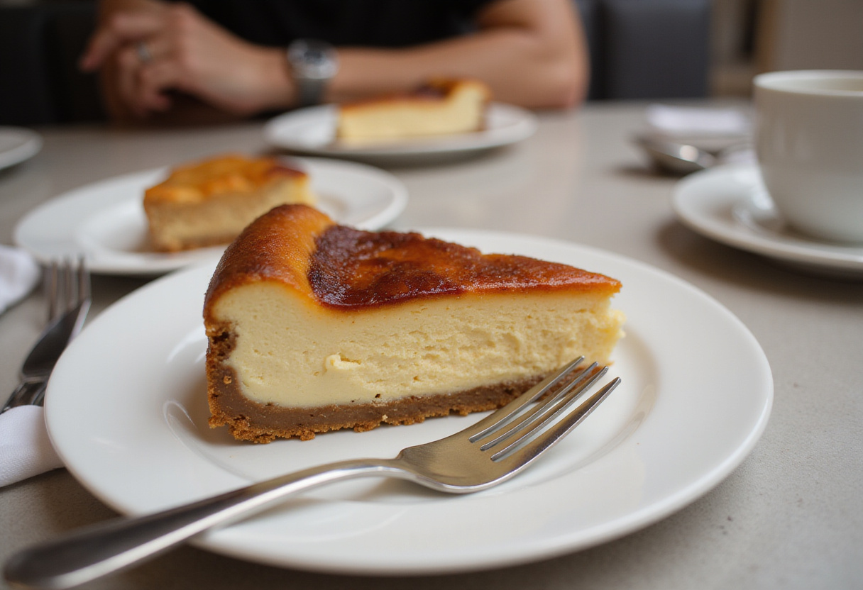 Porción de Cheesecake de Piña lista para servir en la mesa.
